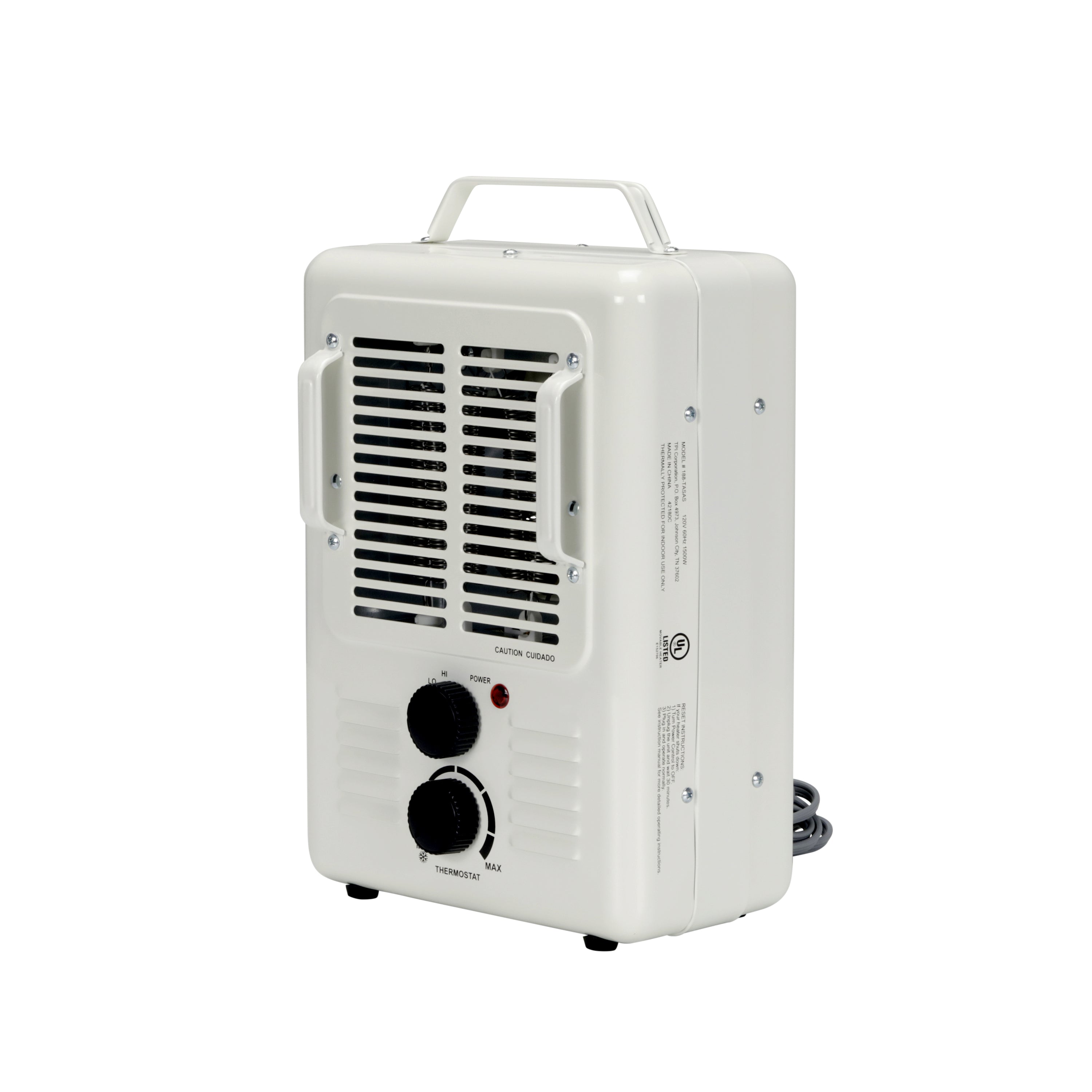 TPI 188TASAS 1500/1300W 120V Fan Forced Milkhouse Style Portable Heater
