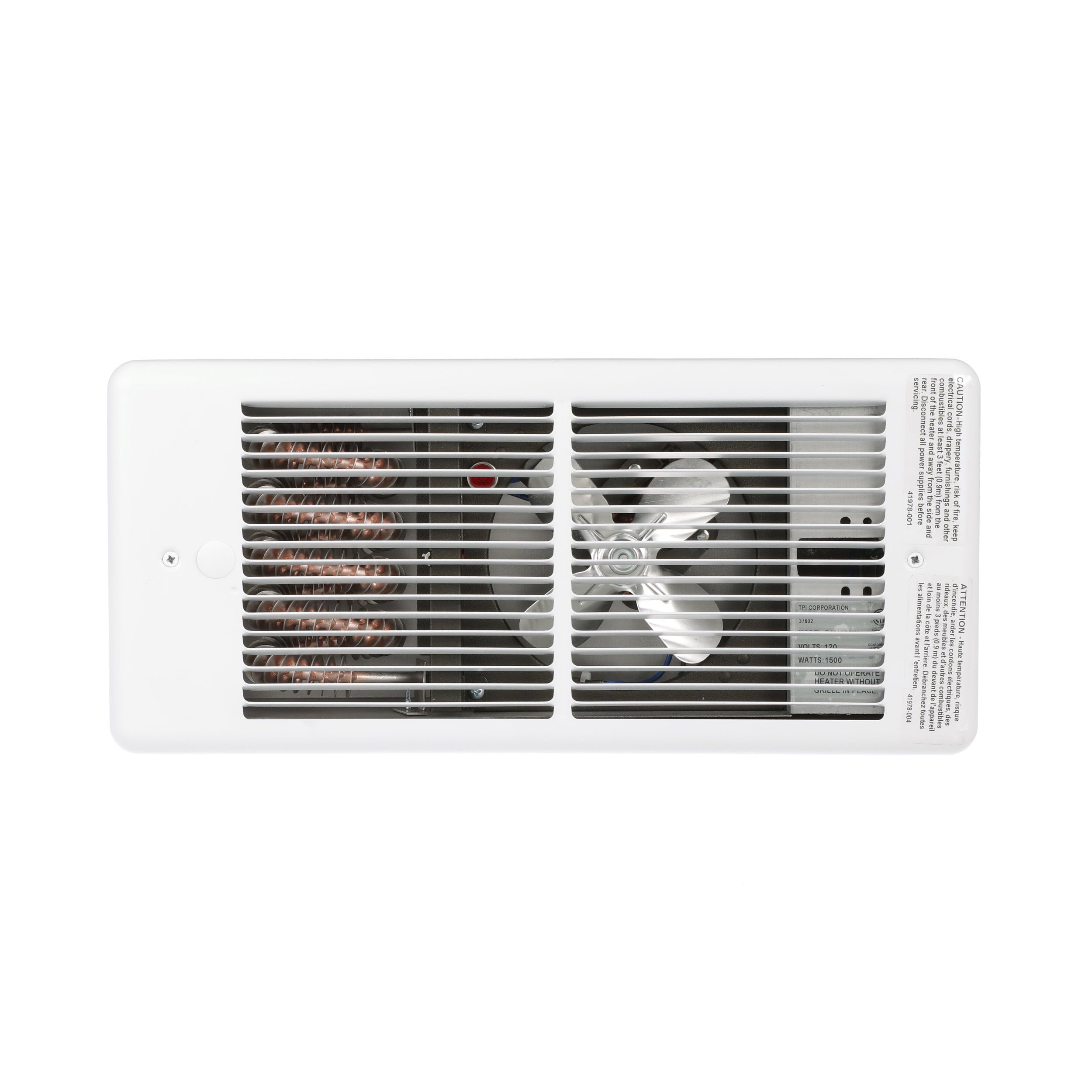 TPI HF4875T2RPW 750/562W 240/208V Register Style Fan Forced Wall Htr, DP Stat, White w box