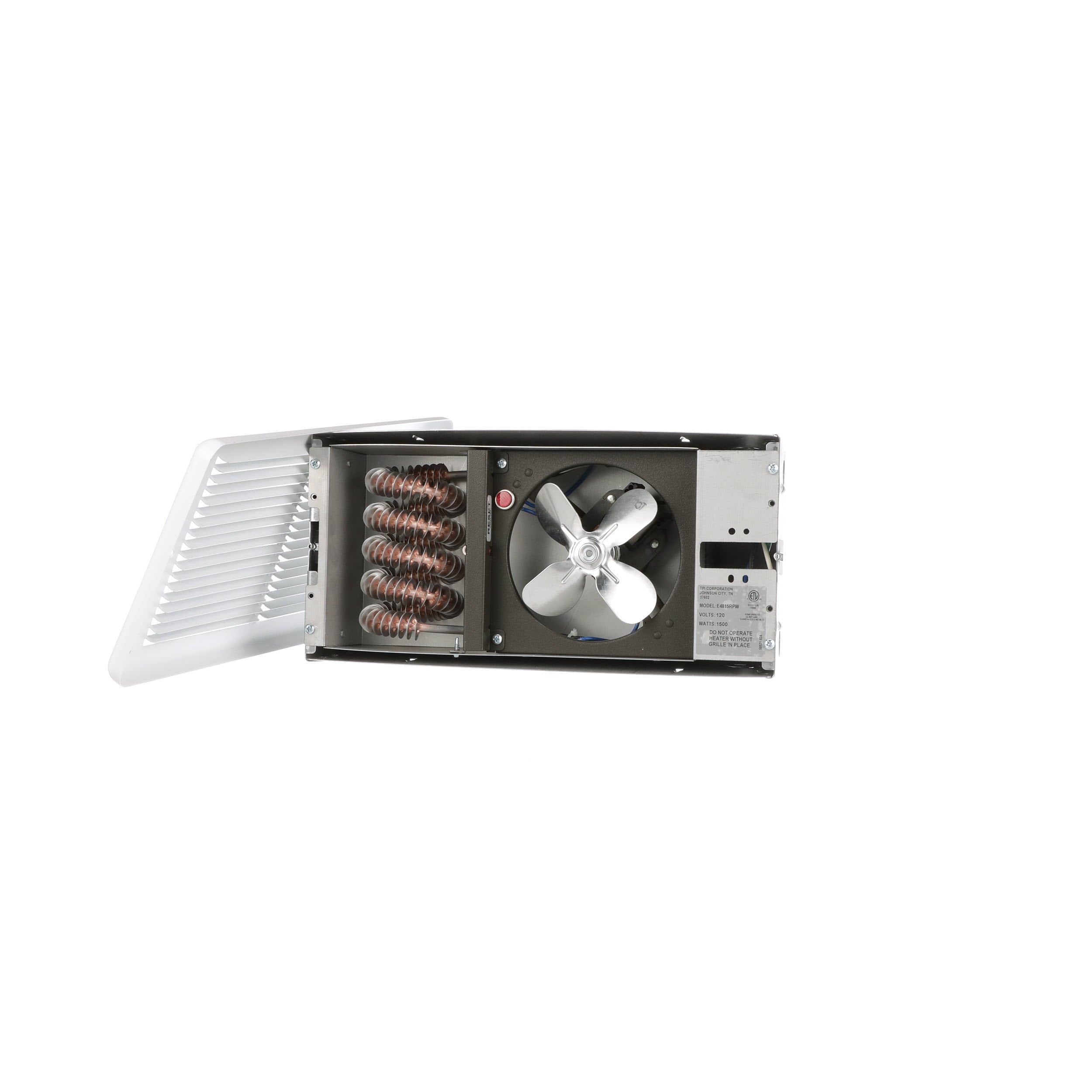 TPI HF4875T2RPW 750/562W 240/208V Register Style Fan Forced Wall Htr, DP Stat, White w box